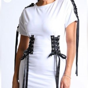 New Fashion Nova Lace Up Tunic T Shirt Dress
